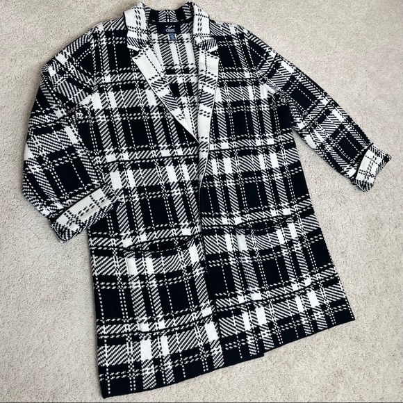 Chaps Plaid Long Open Sweater Cardigan - Picture 6 of 17